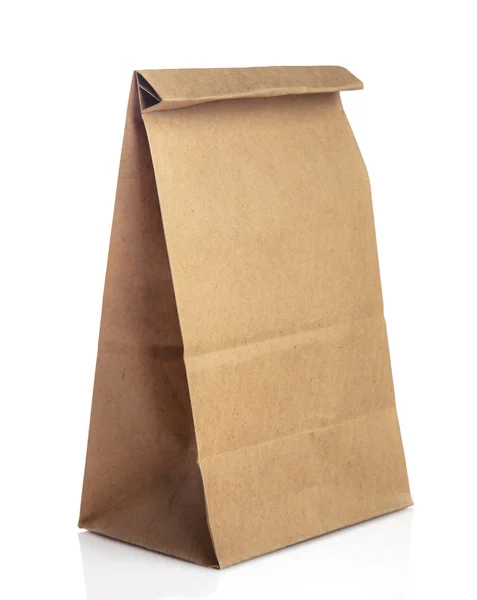 Brown Craft Paper Bag Isolated White — Stock Photo, Image