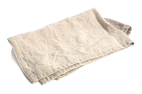 Tissu Vaisselle Beige Propre Serviette Isolée Sur Blanc — Photo