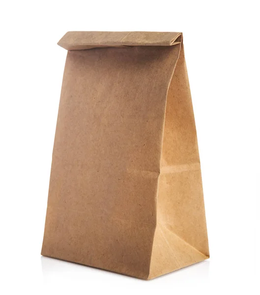 Brown Craft Paper Bag Isolated White — Stock Photo, Image