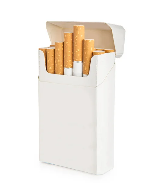 Name Cigarettes Opened Box Isolated White Copy Space — Stock Photo, Image