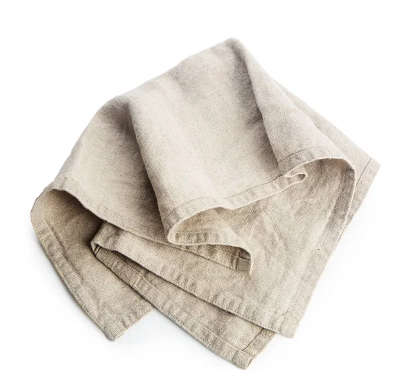 clean beige fabric napkin serviette isolated on white