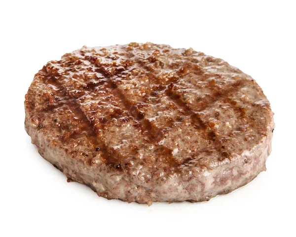 Grillowane Patty Hamburger Białym Tle — Zdjęcie stockowe