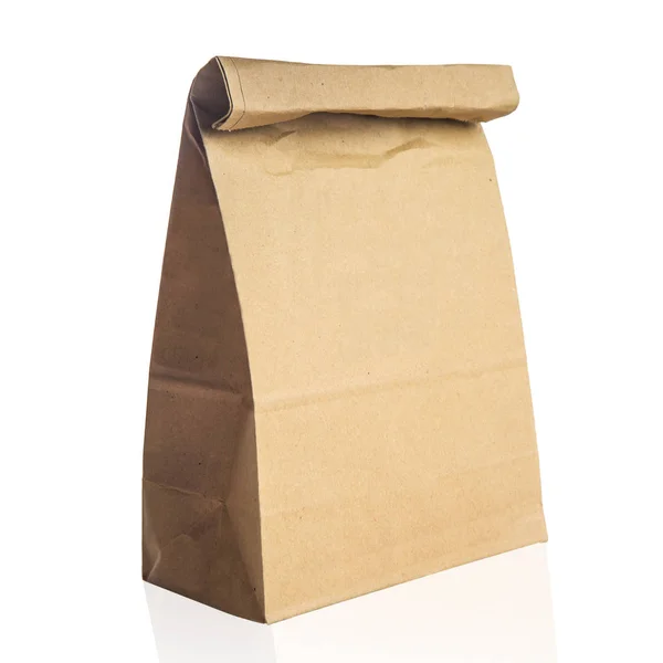 Brown Craft Paper Bag Isolated White — Stock Photo, Image