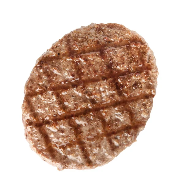 Gegrilde Hamburger Patty Geïsoleerd Witte Achtergrond — Stockfoto