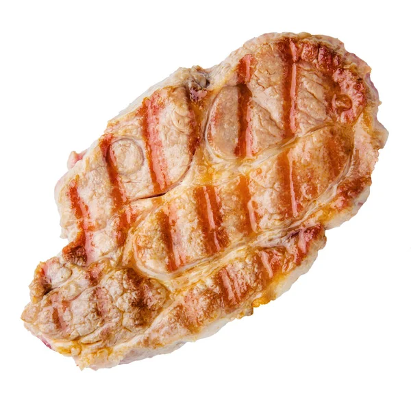 Carne Cozida Bife Frito Isolado Branco — Fotografia de Stock