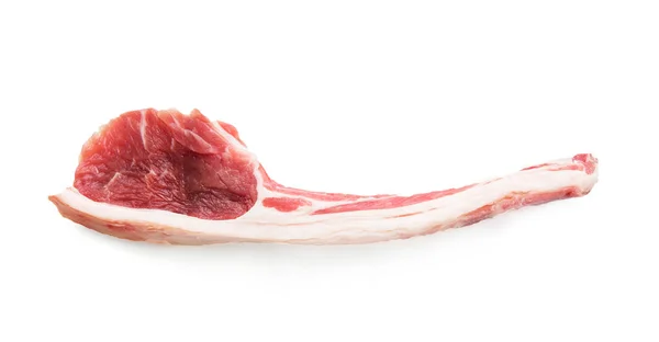 Carne Costela Não Cozida Isolada Sobre Fundo Branco — Fotografia de Stock