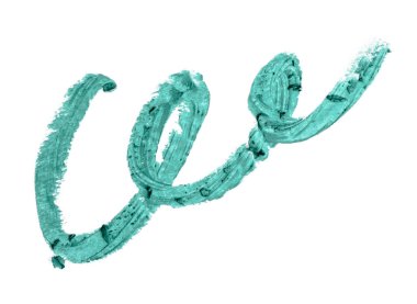 beyaz arka plan üzerinde turkuaz çizilmiş boya hattı