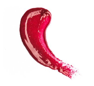 beyaz arka plan üzerinde kırmızı parlak ruj boya sıçrama