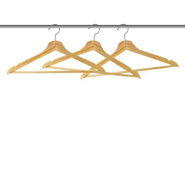 Beyaz arka planda ahşap askılar