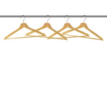 Beyaz arka planda ahşap askılar