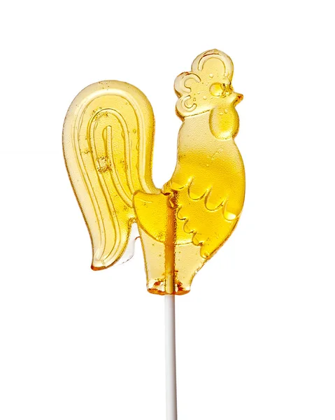 Gula Lollipop Rooster Diisolasi Pada Latar Belakang Putih — Stok Foto