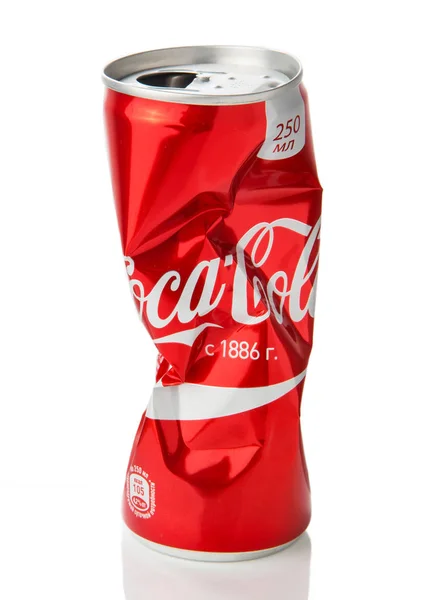 Komprimerad Original Coca Cola Kan Dricka Studio Shot — Stockfoto