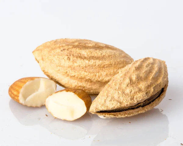 Almonds Nuts Isolated White Background — Stock Photo, Image
