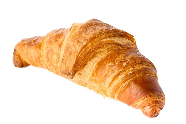 Gustoso Croissant Fatto Casa Isolato Bianco — Foto Stock