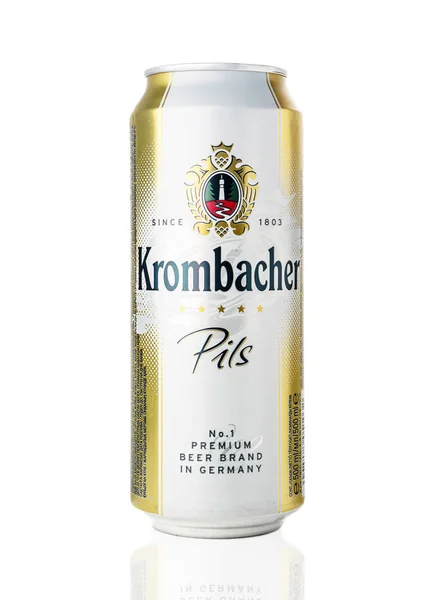 Krombacher Beer Can One Beer Isolated White Studio — Stock Photo, Image