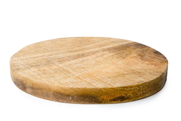 Wooden Cutting Board Isolated White Studio Shot — Stock Photo, Image
