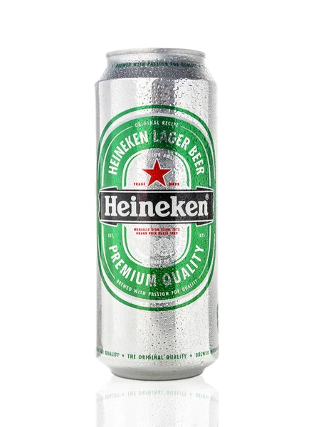 Heineken Beer Can One Beer Isolated White Studio Dutch Brewing — Stock Photo, Image