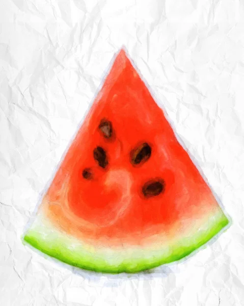 Slice Ripe Watercolor Watermelon Stock Picture