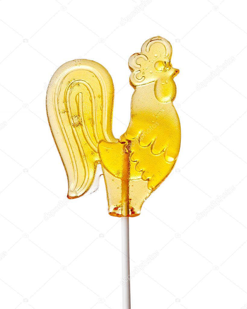 sugar Lollipop rooster isolated on white background