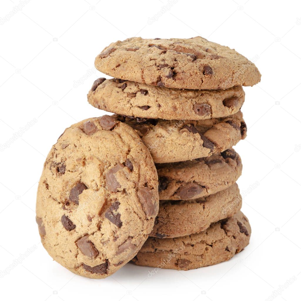 delicious brownie chocolate cookies isolated on white 