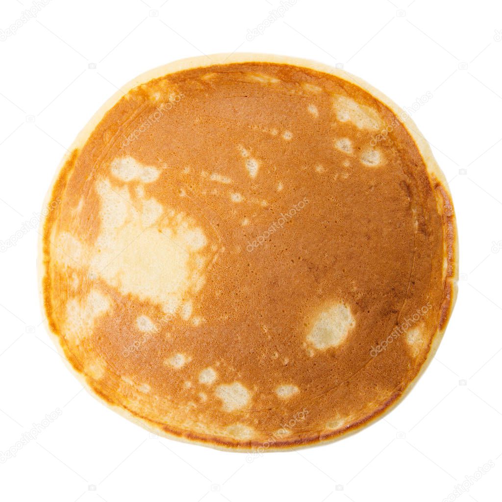 top view of brown homemade round pancake surface 