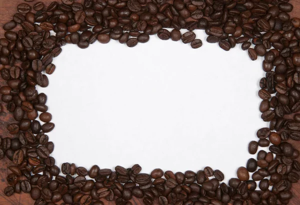 Coffee Seeds Frame Border Background Place Text Top View — Stock Photo, Image