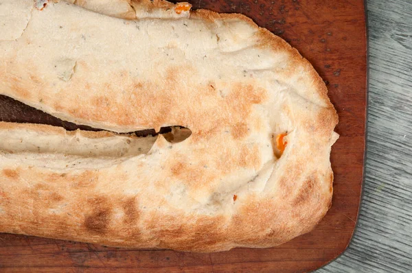 Lavash Georgiano Con Vegetación Pimentón Bordo — Foto de Stock