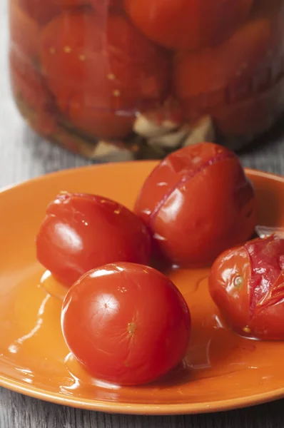 Marinated Tomatoes Plate Close Shot — Stock Photo, Image