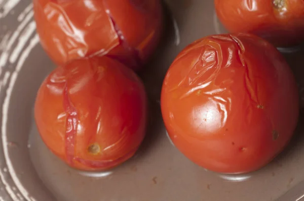 Marinated Tomatoes Plate Close Shot — Stock Photo, Image