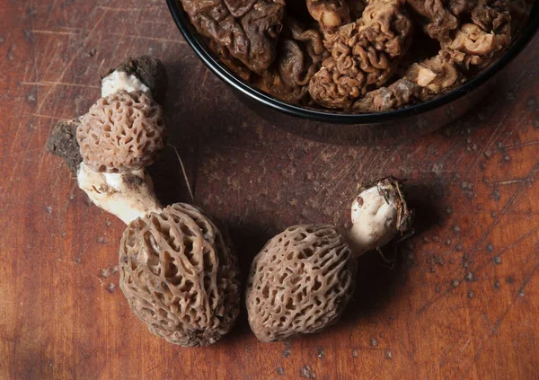 Morel Fungus Boiled Ready Frying Close — Stock Photo, Image