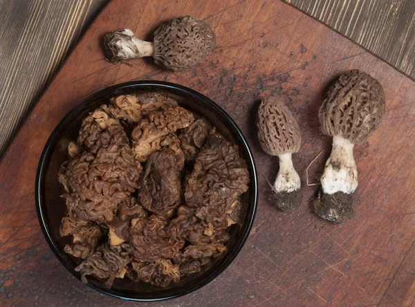 Morel Hongo Hervido Listo Para Freír Cerca — Foto de Stock