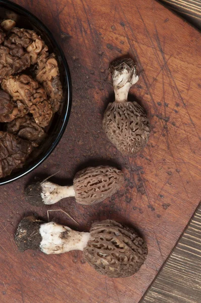 Morel Hongo Hervido Listo Para Freír Cerca — Foto de Stock