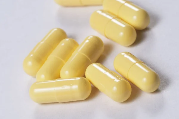 Capsules Antibiotic Light Background Macro Shot — Stock Photo, Image