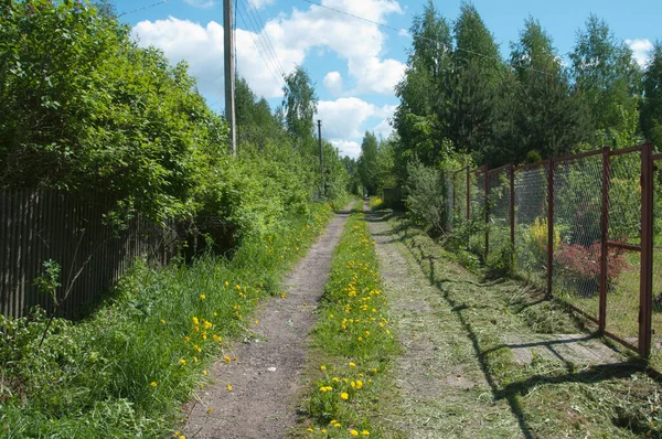 Erdweg Mit Steinbrocken Datscha Gemeinde — Stockfoto