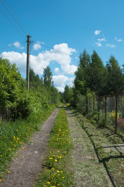 Erdweg Mit Steinbrocken Datscha Gemeinde — Stockfoto