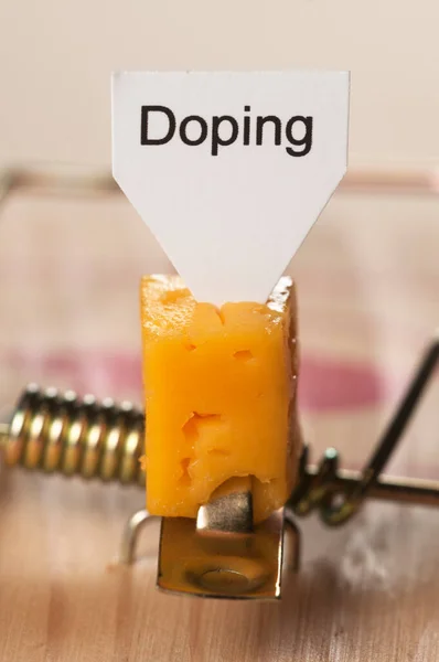 Doping Segno Formaggio Trappola Topi Primo Piano Colpo — Foto Stock