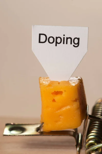 Doping Segno Formaggio Trappola Topi Primo Piano Colpo — Foto Stock