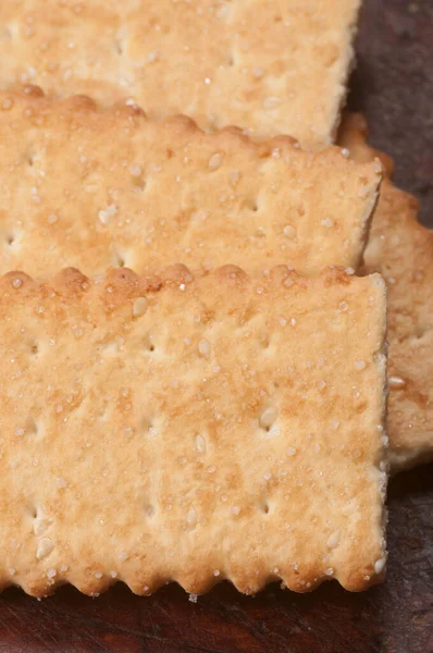 French Crackers Wooden Board Macro Shot — Stock Photo, Image