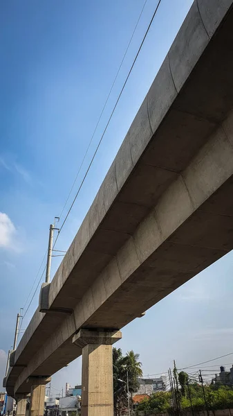 Vue Sur Pont Qui Vient Être Construit Par Une Matinée — Photo