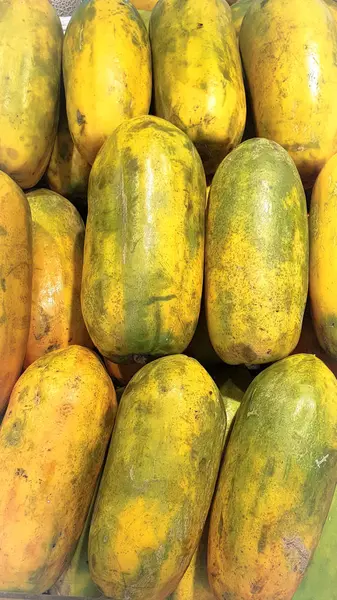 Salute Esotica Giallo Asiatico Papaya Sul Mercato Locale — Foto Stock