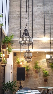 Bir klasik eski moda minimalist Restoran iç