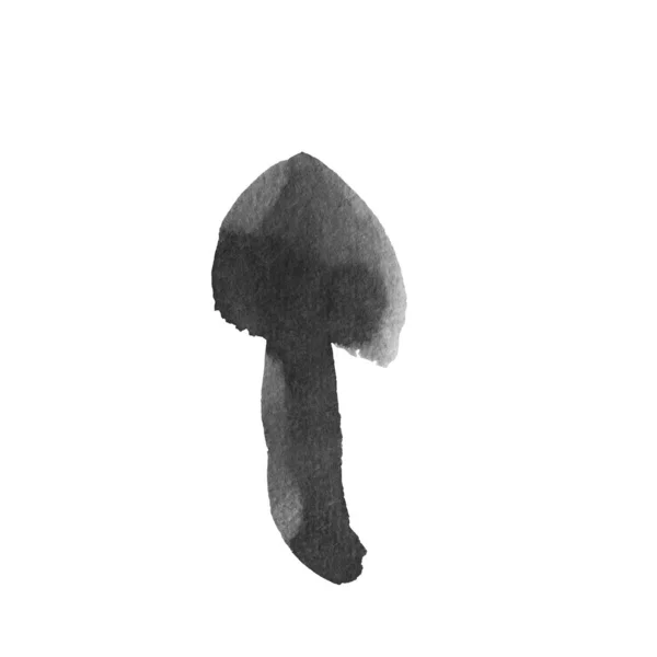 Чёрный акварельный гриб — стоковое фото