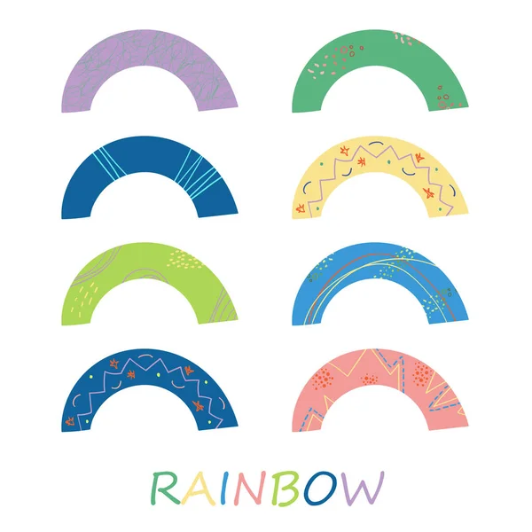 Conjunto Arco Iris Ornamentales Estilo Étnico Colección Arcoíris Contemporáneos Sobre — Vector de stock