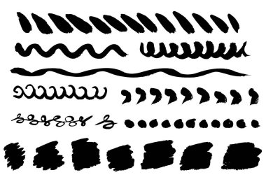 Vektör fırça darbeleri ve pankartlar kümesi