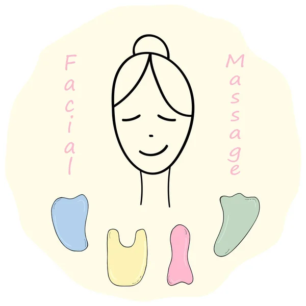 Outils pour massage guasha — Image vectorielle