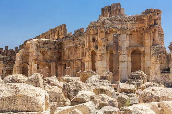 Lübnan Daki Baalbek Tapınağı Kompleksi Büyük Roma Harabeleri Etkileyici Sütunlar — Stok fotoğraf