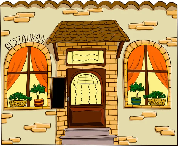 El yapımı restoran. Vektör karalama çizimi.