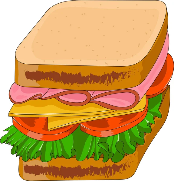 Hand Drawn Vector Sandwich Illustration — Stock Vector