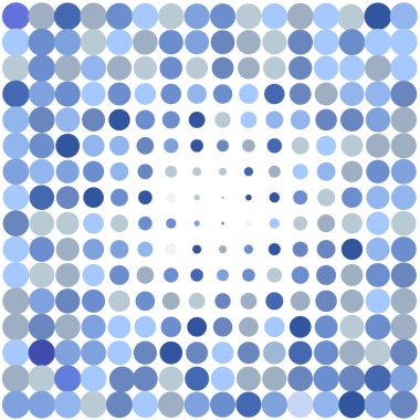 Beyaz arka plan üzerinde mavi noktalı mozaik. 