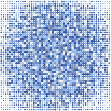 Beyaz arka plan üzerinde mavi noktalı mozaik. 